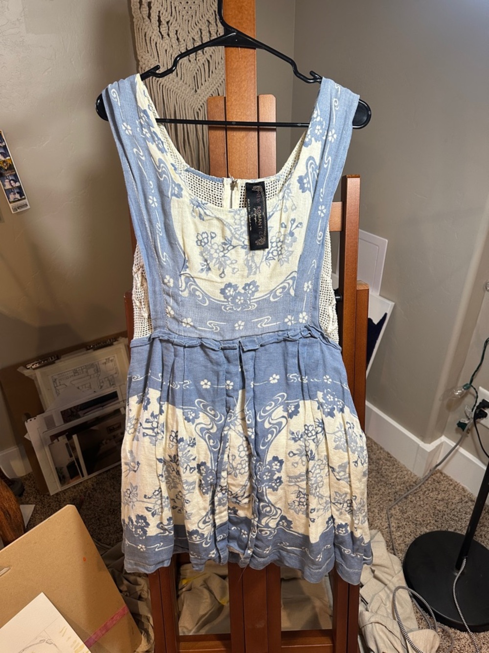 Vintage free people New Romantics-  Floral Knit-Panel Dress